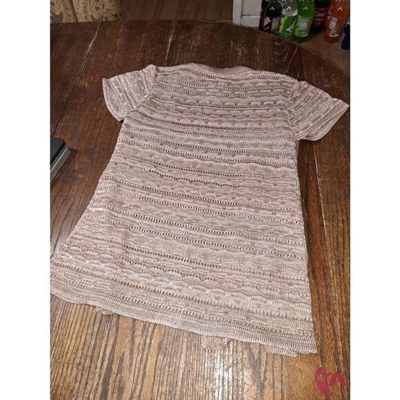 New Size 4 Chicos 0 Pink Tan Marble Jossi Sleeveless Sweater Vest Open Front NWT - Picture 5 of 6
